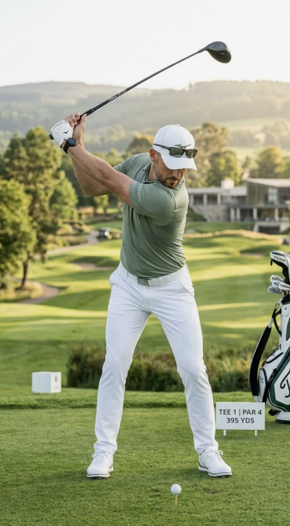 Golfer at the top of his swing